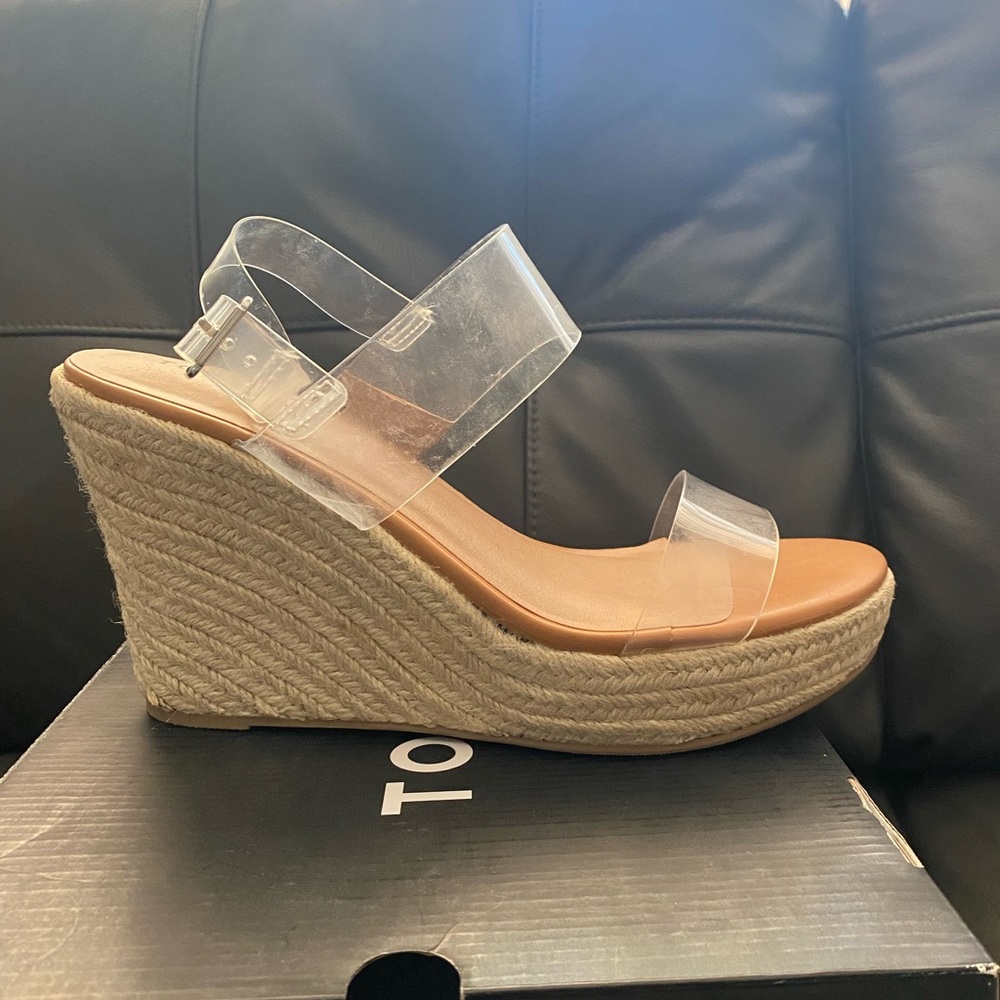 Torrid clear double strap wedge